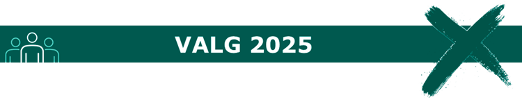 Grøn bjælke med teksten 'Valg 2025' skrevet med hvidt inden i. || Beboerorientering 2025 Grafik 2 Bjælke Til Hjemmesiden, Fmd